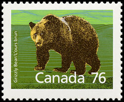 Grizzly Bear - Slater Paper - Perf 13.1 Canada Postage Stamp | Canadian Mammals
