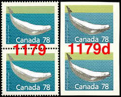Beluga - Imperforate Pair Canada Postage Stamp | Canadian Mammals