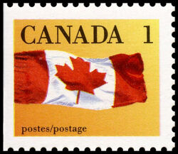 The Flag - Yellow-Orange - Coated Papers - Perf 13.3 X 14.0 Canada Postage Stamp | Canadian Flag