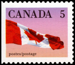 The Flag - Purple-Pink - Coated Papers - Perf 13.3 X 14.0 Canada Postage Stamp | Canadian Flag