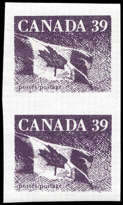 The Flag - Purple - Imperforate Pair - DF Canada Postage Stamp | Canadian Flag
