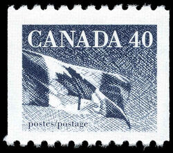 The Flag - Blue - Horizontal Imperforate - MF Canada Postage Stamp | Canadian Flag