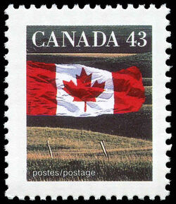 The Flag Over Field - Perf 14.5 X 14.6 Canada Postage Stamp | Canadian Flag