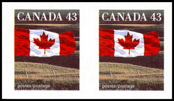 The Flag Over Field - Imperforate Pair Canada Postage Stamp | Canadian Flag