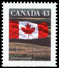 The Flag Over Field - Booklet Single - Perf 13.6 X 13.1 Canada Postage Stamp | Canadian Flag