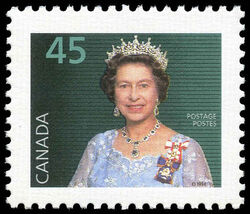Queen Elizabeth II - Turquoise - Coated Papers Canada Postage Stamp | Queen Elizabeth