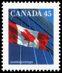 Flag Over Building - Perf 13.6 X 13.1 - Size 22 X 26 Mm Canada Postage Stamp | Canadian Flag