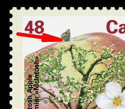 McIntosh Apple - Vertical Black Line In Stem Canada Postage Stamp | Fruit Trees