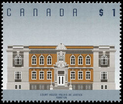 Court House, Yorkton - Central Brown Facade Glows Copper In Ultraviolet Light - Perf 14.6 X 14.0 Canada Postage Stamp | Architecture