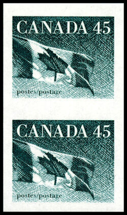 The Flag - Blue - Imperforate Pair - HB Canada Postage Stamp | Canadian Flag