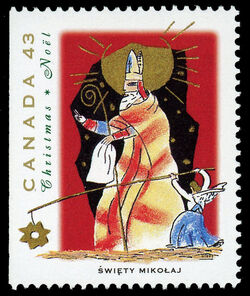 Swiety Mikolaj - Booklet Single Canada Postage Stamp | Christmas, Christmas Personages