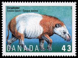 Coryphodon, Eocene Epoch - HF Canada Postage Stamp | Prehistoric Life in Canada, The Age of Mammals