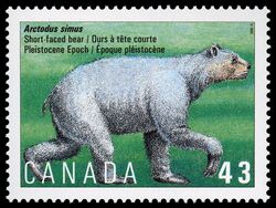 Arctodus Simus, Short-faced Bear, Pleistocene Epoch - HF Canada Postage Stamp | Prehistoric Life in Canada, The Age of Mammals