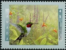 Ruby-Throated Hummingbird - MF Canada Postage Stamp | Birds of Canada