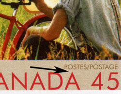 Canadian Tire, 1922-1997, Alfred J. Billes, John W. Billes - Thin Vertical White Line Through CANADA 45 - HF Canada Postage Stamp