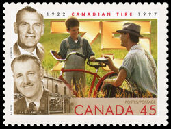 Canadian Tire, 1922-1997, Alfred J. Billes, John W. Billes - F Canada Postage Stamp
