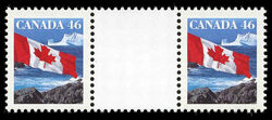 Flag Over Iceberg - Horizontal Gutter Pair Canada Postage Stamp | Canadian Flag