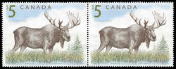Moose - Vertical Scratch Between Top Pair Canada Postage Stamp | Canadian Wildlife