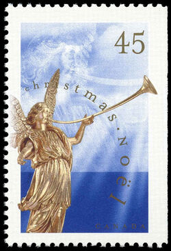 Angel Of The Last Judgement - Baroque Sculpture - Blue - Booklet Single - Perf 13.1 Canada Postage Stamp | Christmas, Angels