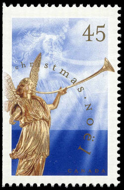 Angel Of The Last Judgement - Baroque Sculpture - Blue - Booklet Single - Perf 13.1 X 13.6 Canada Postage Stamp | Christmas, Angels