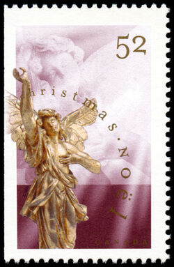 Adoring Angel - Baroque Sculpture - Purple - Booklet Single - Perf 13.1 Canada Postage Stamp | Christmas, Angels