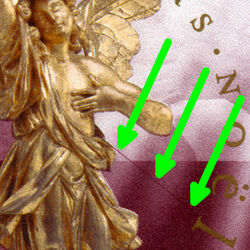 Adoring Angel - Baroque Sculpture - Purple - Diagonal Scratch Left Of El Canada Postage Stamp | Christmas, Angels