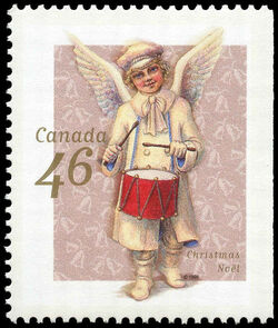 Angel Beating A Drum - Booklet Single Canada Postage Stamp | Christmas, Victorian Angels