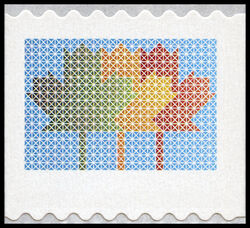 Maple Leaf - Blue Inscriptions Omitted Canada Postage Stamp | Three Maple Leaves