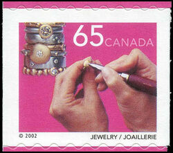 Jewelry - Valley At Upper Left - Coloured Tips At Top And Bottom Canada Postage Stamp | Traditional Trades