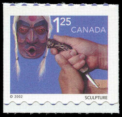 Sculpture - Valley At Upper Left - Coloured Tips At Top And Bottom Canada Postage Stamp | Traditional Trades