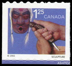 Sculpture - Valley At Upper Left - Coloured Tips At Bottom Only Canada Postage Stamp | Traditional Trades