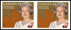 Queen Elizabeth II, Golden Jubilee - Imperforate Pair Canada Postage Stamp
