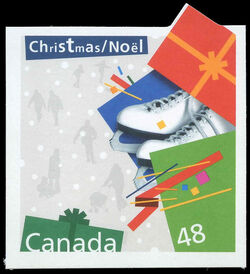 Skates - Christmas Present - Quarterly Pack Die Cut Canada Postage Stamp | Christmas Presents