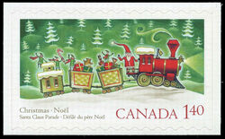 Santa Claus In A Train - Quarterly Pack Die Cut Canada Postage Stamp | Christmas : Santa Claus parade