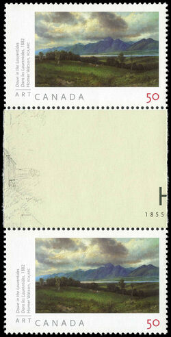 Down In The Laurentides, 1882, Homer Watson, RCA - Pair - Gutter Between Canada Postage Stamp | Art Canada