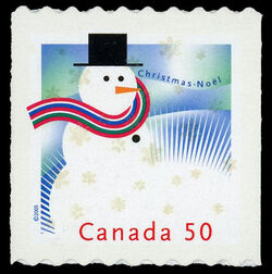 Snowman - Peak At Upper Left Canada Postage Stamp | Christmas