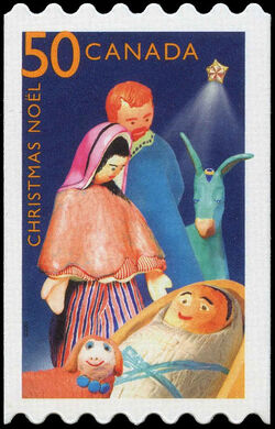 Creche - Nativity - Quarterly Pack Die Cut Canada Postage Stamp | Christmas : creches