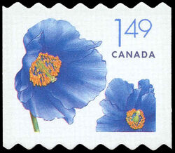 Himalayan Blue Poppy - Meconopsis Betonicifolia - Quarterly Pack Die Cut Canada Postage Stamp | Flowers