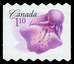 Marsh Skullcap - Vertical Imperforate - Die Cut To Shape From Quarterly Pack Canada Postage Stamp | Flowers