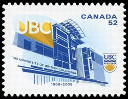 The University Of British Columbia - 1908-2008 - Quarterly Pack Die Cut Canada Postage Stamp | Canadian Universities