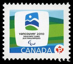 Vancouver 2010 Paralympic Winter Games Landscape Emblem - WA Canada Postage Stamp | Vancouver 2010 Winter Games Mascots and Emblems
