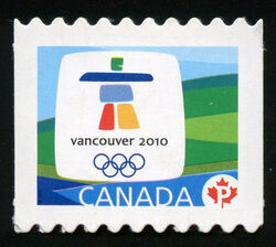 Vancouver 2010 Olympic Winter Games Inukshuk Emblem - Quarterly Pack Die Cut Canada Postage Stamp | Vancouver 2010 Winter Games Mascots and Emblems