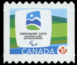 Vancouver 2010 Paralympic Winter Games Landscape Emblem - Quarterly Pack Die Cut Canada Postage Stamp | Vancouver 2010 Winter Games Mascots and Emblems
