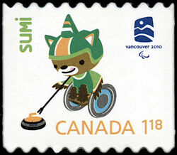 Sumi - Rounded Tips - Quarterly Pack Die Cut Canada Postage Stamp | Vancouver 2010 Winter Games Mascots and Emblems