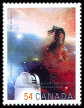 Horsehead Nebula, Dominion Astrophysical Observatory - Telescope At Left - WA Canada Postage Stamp | International Year of Astronomy