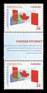 Canadian Diplomacy, 1909-2009 - Pair - Gutter Between Canada Postage Stamp