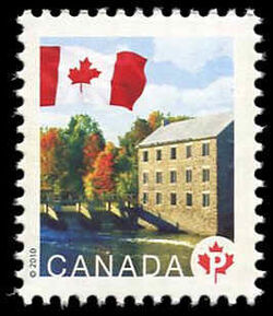 Flag - Watson's Mill - WA Canada Postage Stamp | Flag, Historic Mills