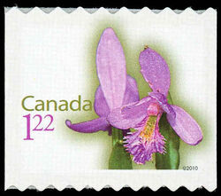 Grass Pink - Sawtooth Tips - Compound Die Cut One Edge Only Canada Postage Stamp | Flowers