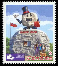 Roadside Attractions - Happy Rock - WA Canada Postage Stamp | Roadside Attractions
