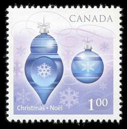 Blue Christmas Ornaments - WA Canada Postage Stamp | Christmas 2010
